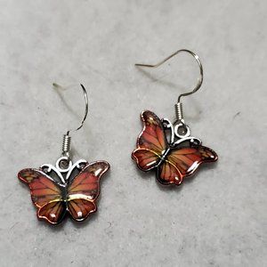 Orange Butterfly Charm Earrings 🦋